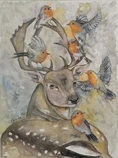 Aquarellbild wild wald natur - wild,