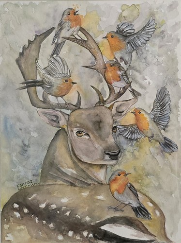 Aquarellbild wild wald natur - aquarellbild,