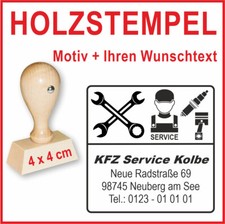 Holzstempel mit Wunschtext KFZ · 4 x 4 cm · Adressstempel "WERKSTATT - SERVICE"
