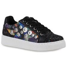 Damen Plateau Sneaker Glitzer
