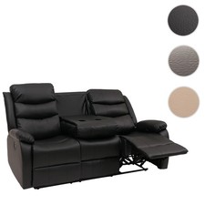 3er Kinosessel HWC-O62, Fernsehsessel Getränkehalter, Liegefunktion Kunstleder