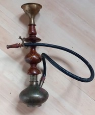Handgefertigte Shisha / Wasserpfeife – Messing & Holz – dekorativ, Vintage