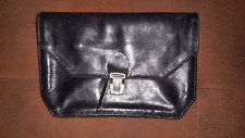 Dokumentenmappe, Geldmappe, Unterarmtasche, echtes Leder, schwarz, Vintage