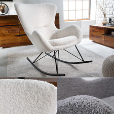 Design Schaukelstuhl SCANDINAVIA SWING FARBWAHL Bouclé Sessel Teddystoff