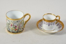 C25U40- 2x Porzellan Tasse 1x mit UT Dore a Sevres Limoges ua Fleurs de Champs
