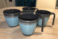 8 Melamin Henkelbecher Tassen 325ml Obelink Granite Aqua Blue