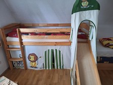 Hochbett Kinderbett 90x200cm mit Rutsche Treppe Hausbett