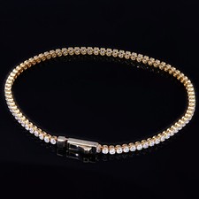 Tennisarmband mit Weissen Zirkonia 18cm 585 14K ECHT GOLD NEU Goldarmband