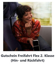 Freifahrt DB Bahn Gutschein Flex 2. Klasse (Hin- und Rückfahrt) gültig bis 06/26