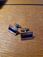Manschettenknöpfe silberf.blau Retro Vintage Business Hemd Schmuck Herrenschmuck