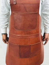 Braun Schweißen Herren Schmied Kochen Arbeitskleidung Schürze Leder Holzbearb...