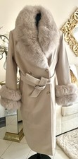 Exklusiver Kaschmir Mantel Jacke echt Fuchspelz Gr 36 Neu