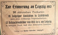 Leipzig 1813-1913 ,30 abtrennbare Postkarten davon 12 farbige Schlachtenbilder ,