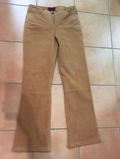 Lederhose Gr 36 Rauleder hellbeige für Damen, Stil Boot Cut