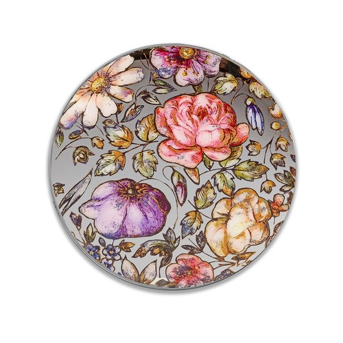 Wandbild spiegel floral rund - wandbild, floral,