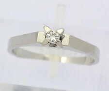 ♦ Solitär Ring in 585 er 14 kt 14k Weiß Gold mit Brillant Diamant Goldring Gr 56