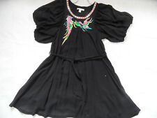 H&M MATTHEW WILLIAMSON schönes Tunikakleid Seide Papageien schwarz Gr.38 TOP 719