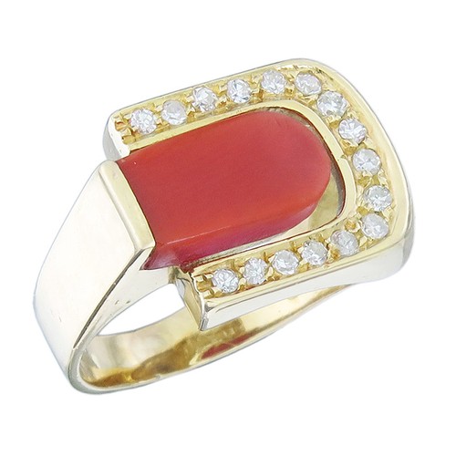 Ring koralle diamanten form - ring, u-form
