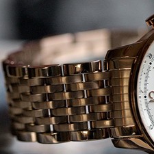 EDELSTAHLBAND POLJOT | 20 mm rotgold massiv · 9K Glieder · Anstoß rund rosegold