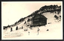 Ansichtskarte Vindobonahaus, Berghütte im Schnee 