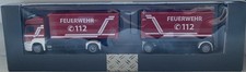HERPA MB AXOR WLF / ABROLLKIPPER  HÄNGERZUG MIT SCHUTTMULDEN FEUERWEHR NEUTRAL