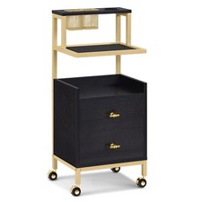 BarberPub Friseurwagen mit Rollen & 2 Schubladen, Rollwagen Servierwagen, 0029