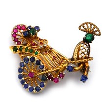 Vintage Brosche Rikscha mit