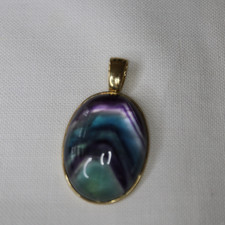 Fluorid / Moldavit Kettenanhänger , 375 Gold , 40 mm , 14,1 g