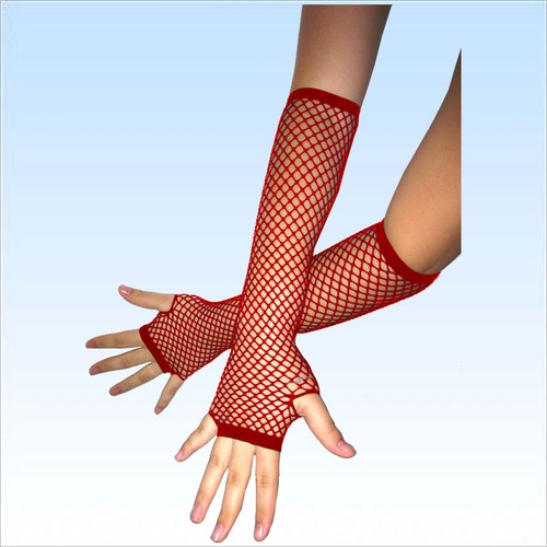 Rote fingerlose netzhandschuhe - rote,