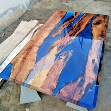 Blauer Epoxid River Esstisch -