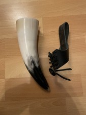 Trinkhorn mit Lederhalter, ca 0,3 L