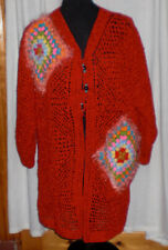 Granny Square Jacke Häkeljacke Handarb. Cardigan Chenille Boho Hippie Gr. 36 -44