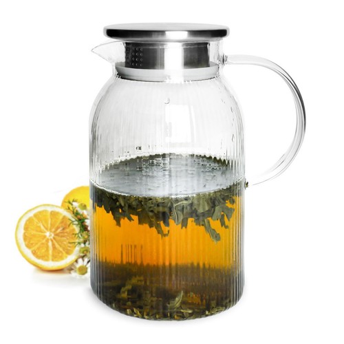 Glaskaraffe edelstahl - 1,5l,