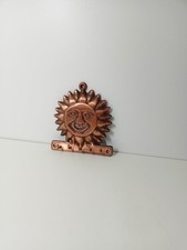 vintage Schlüsselbrett, Kupfer ähnlich mit 5 Haken, Sonne, Dekoration aus Metall