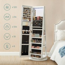 Schmuckschrank Spiegelschrank Schmuckkasten 3 Ablagen 360 drehbar JJC007W01