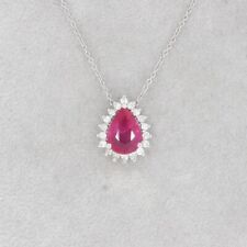 Wert 1340 € Brillant Rubin Anhänger mit Kette 750 18 Karat Weiß Gold