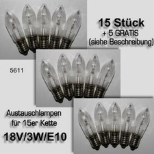 15+5 TOPKERZEN 18V/3W/E10 als Austausch-Ersatzlampen f. 16V in 15er LICHTERKETTE