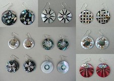 Ohrringe Ohrhänger Blume Hawaii Paua Muschel Shell Abalone Perlmutt Flower Power