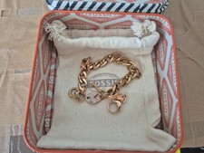 Fossil Damen Armband Gold Elegant Strass Metall Kette Schmuck