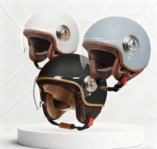 Mit Klar Visier Motorradhelm Helme Schwarz Grau Weiß Halbschalenhelm Stil Retro