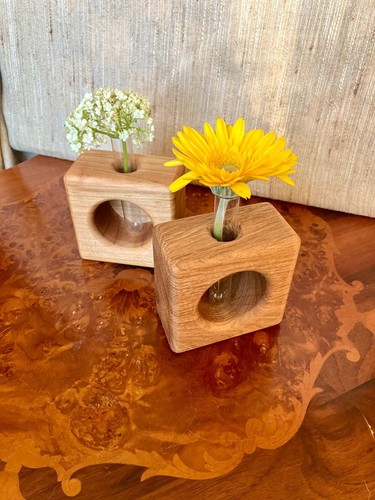 Vase aus holz - holz, blumen