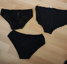 3 schwarze 0Damenslips Spitzenunterhöschen Gr M