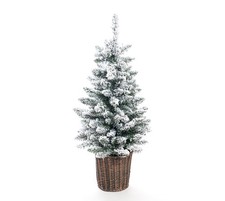 Mini Weihnachtsbaum 90cm mit LED & Kunstschnee Evergreen Belmont | Übertopf