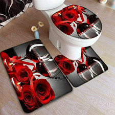 3tlg Rote Rose Badematte