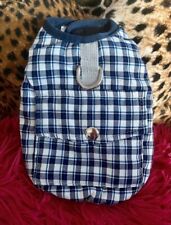 Hunde Kleidung XS blau weiß mit Leinenring Wendejacke Klett NEU