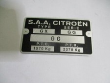 Typenschild Citroen Schild