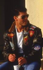 Herren Top Gun Tom Cruise Schwarz Bomber Maverick Pete Mitchell Echtleder Jacke