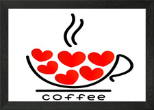 Kaffee Herzen gerahmtes