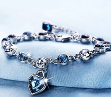 ARMKETTE Armband Armreif  "HIGH FASHION" Herz EDEL SCHMUCK Saphir - Blau NEU&OVP