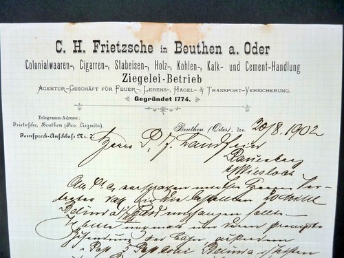 Beuthen oder 1902 rechnung - beuthen/oder, 1902,